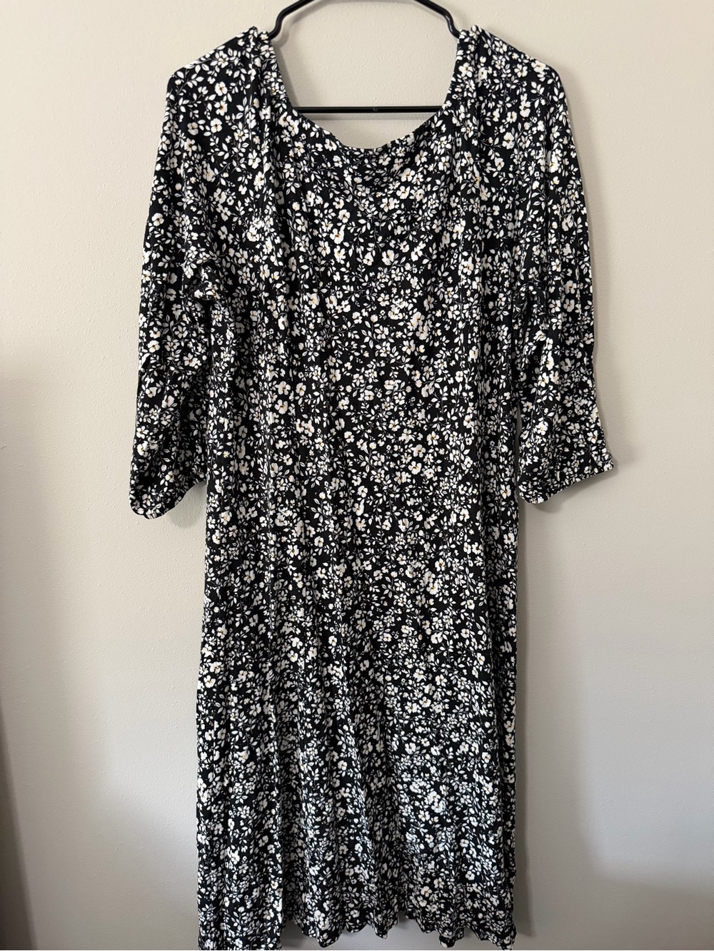 J. Jill Black Floral Button Front Midi Dress Women’s Size Large L Cottagecore - Picture 8 of 8